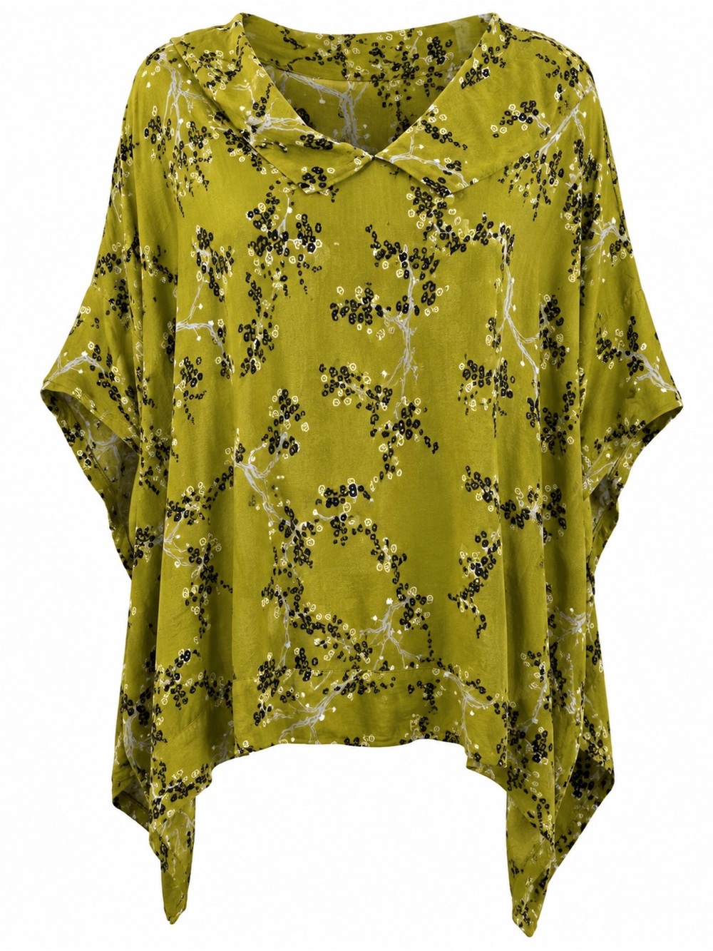 Kaliyana Rayon Floral Tunic Top OS Plus Boho Green